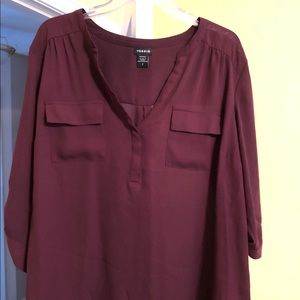 Torrid Harper Georgette Pullover Blouse - Maroon